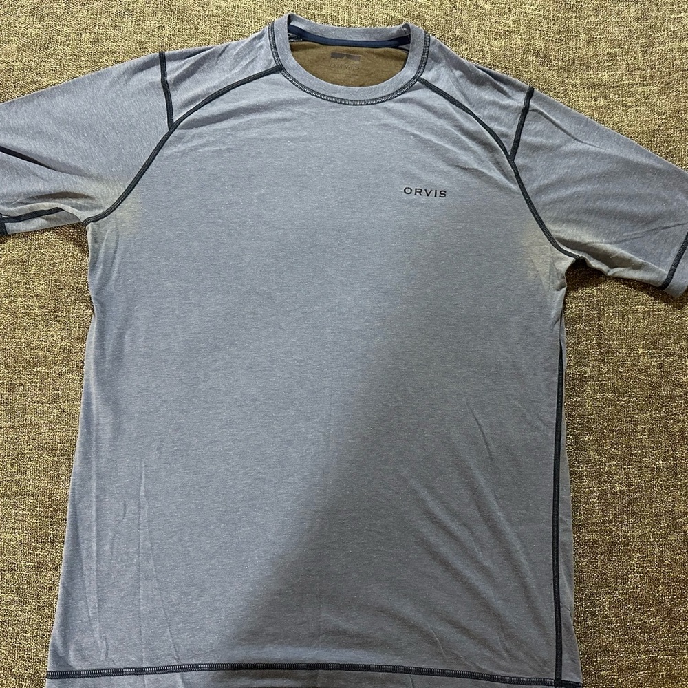 Orvis Men's Short Sleeve Performance Tee in Light blue with Dark Trim